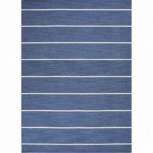 Jaipu Rrug1009 C. L. Dhurries Flat-weave Stripe Pattern Wool Bluue/ivory/dark Denim Area Rug