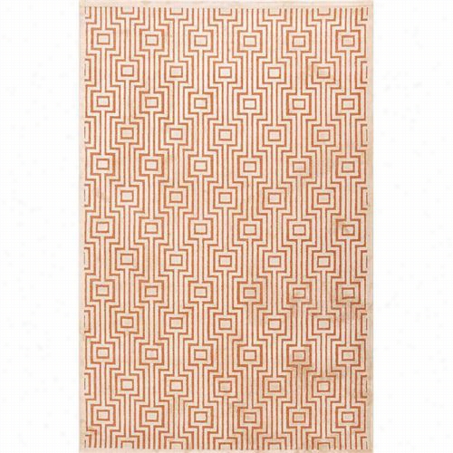 Jaipur Rug101 Fabkse Machine Made Geometric Pattern Art Silk/chenille Orange/ivory Area Rug