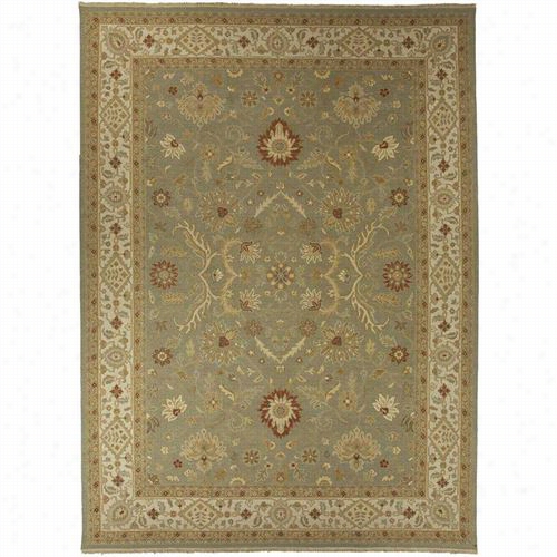 Jaipur Rug00225 Jaimak Hand-kntoted Oriental Pattern Wool Green/ivory Area Rug