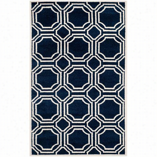 Safvaieh Amt411p Amherst Polypropylene Power Loomed Navy/ivory Area Rug