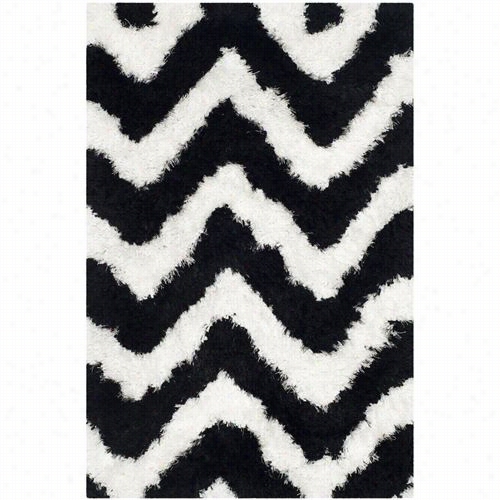 Safavieh Bsg320c Barcleona Shag Polyester Cotton Hand Tufted White/black Rug