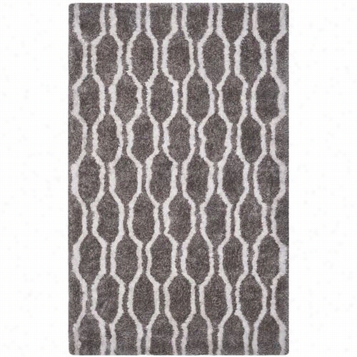 Safavieh Bsg322b Barcelona Shag Polester Cotton Hand Tufted Silver/white Rug