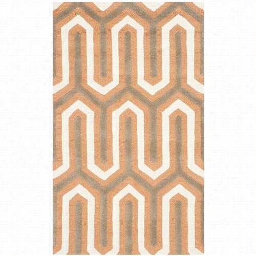 Safavieh Cam351y  Cambridge 100% Wool Pile Hand Tufted-  Loop And Cut Orange/grry Rug