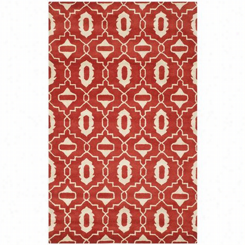 Safavieh Cht632b-22 Chatham Wool Hand Tufted Orange/ivory Rug