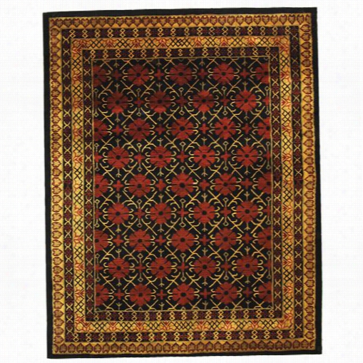 Safaviehc L303a Classic Wool Hand Tufted Black/dark Red Rug