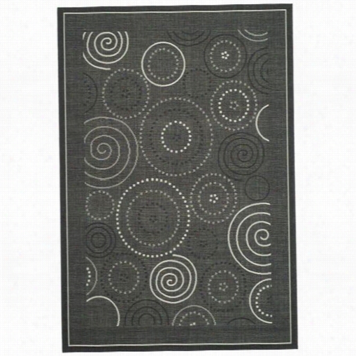 Safavieh Cy1906-3908 Courtyard Polypropylene Machine Made Black/sand Region Rug