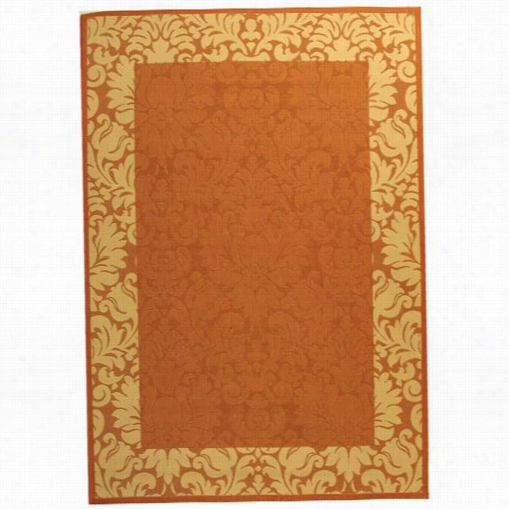 Saafvieh Cy2727-3202 Courtyard Polypropylene Machine Made Terracotta/natural Rug