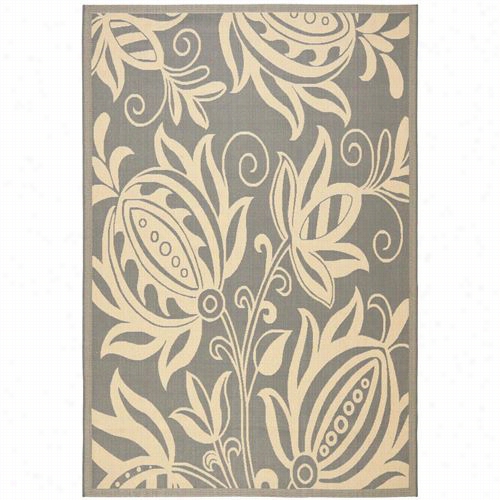 Safavieh Cy2961-3606 Cuortyard Polypropylene Machine Made Grey/natural Rug