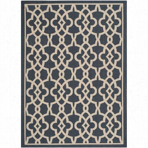 Safavieh Cy6071-268 Couryyard Polypropylene Power Loomed Navy/beige Rrug