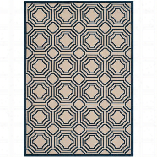 Safavieh Cy6112-258  Courtyard Polypropylene P Ower Loomed Beieg/navy Ryg