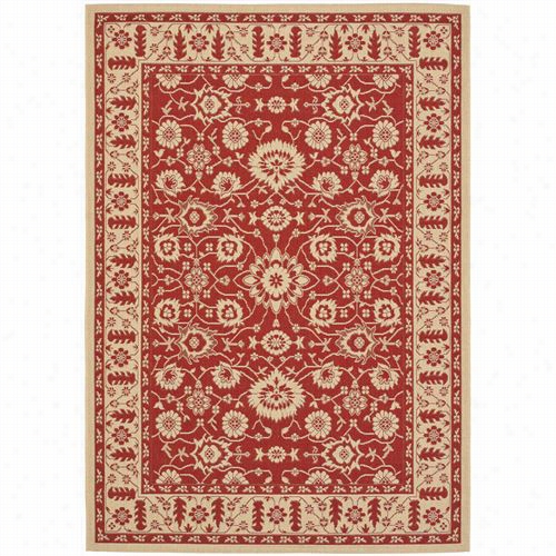 Safavieh Cy6126-28 Courtyard Polypropylene Machine Made Red/creme Rug