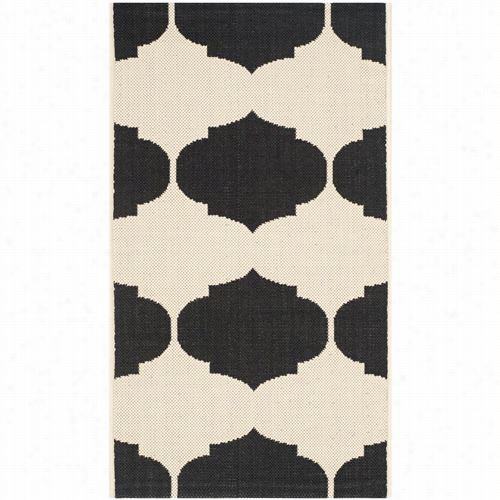 Safavieh Cy1662-256 Courtyad Polypropylene Powerl Oomed Beige/black Rug