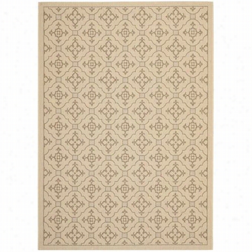 Safavieh Cy6564-12-5 Courtyard Polypropylene Machine Made Creme/brown  Rug