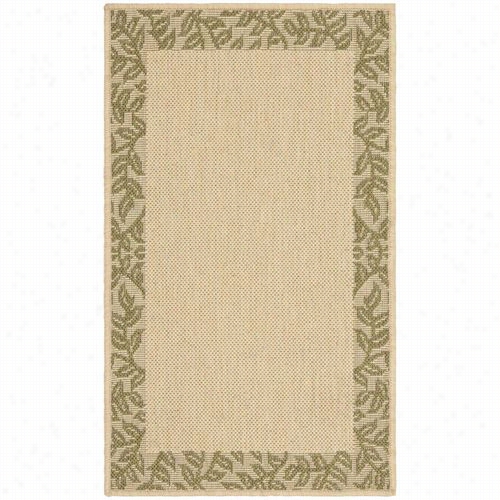 Saf Avieh Cy6816-14-set2 Courtyard Polypropylenem Achine Made Natural/gree Rug - Set Of 2