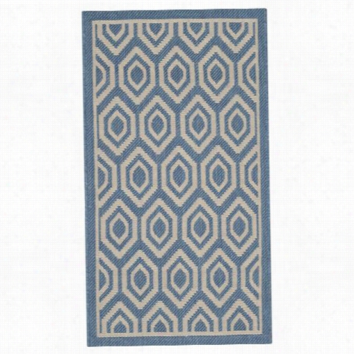 Safavieh Cy6902-243 Court Yard Polypopyleene  Power Loomed Blue/beige Rug