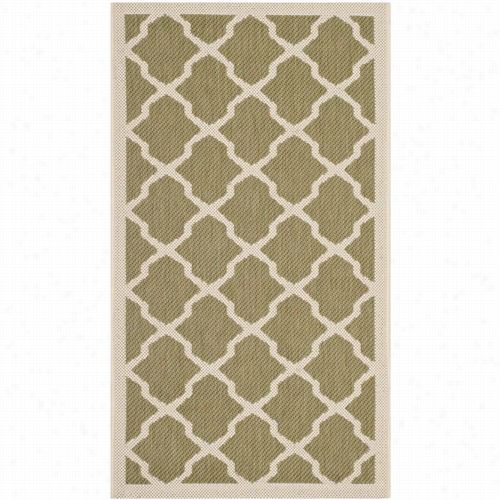 Safavieh Cy6903-244 Courtyard Polypropylene Machine Made Green/beige Rug