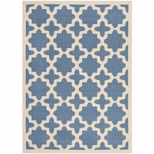 Safavieh Cy6913-2443 Courtyard Polyproplyen Power Loomed Blue/beige Are Rug