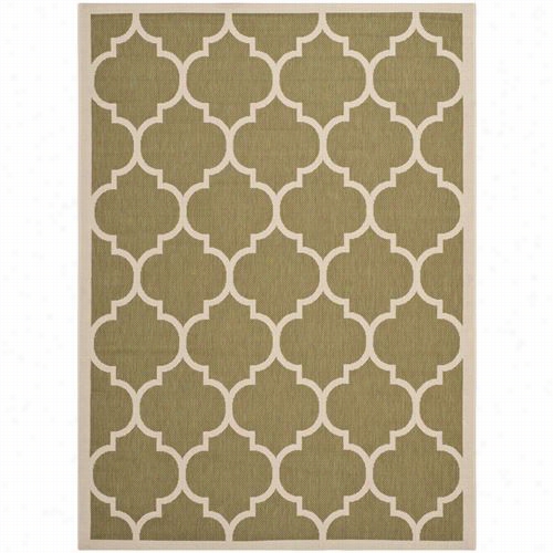 Safavieh Cy6914-244 Courtyard Polypropylene Mac Hine Made Green/beige Area Rug