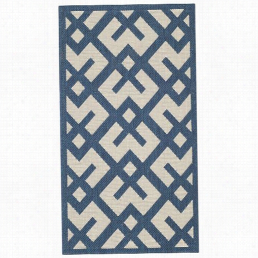 Safavieh Cy6915-268 Courtyard Polypropylene Machine Made Navy/beige Area Rug