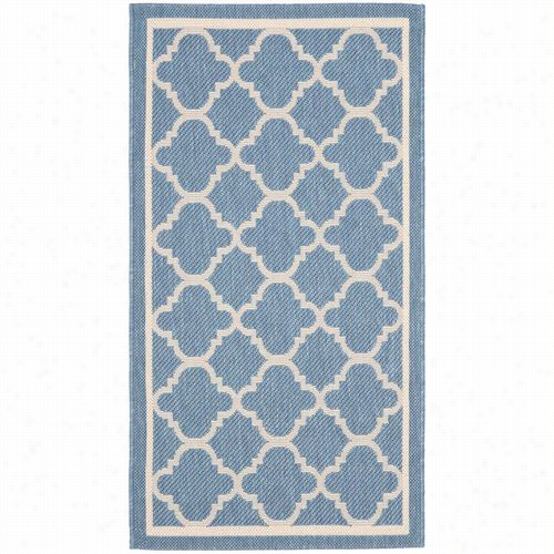 Safavieh Cy6918-243 Courtyard Polypropylene Machine Made Blue/beige Area Rug