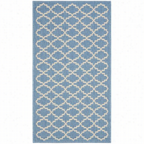 Safavieh Cy6919-243 Courtyard Polypropylene Machine Made Blue/beige Ara Rug