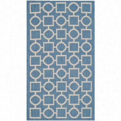 Sagavieh Cy6925-243 Courtyard Polypropylene Machinne Msde Blue/beige Area Rug