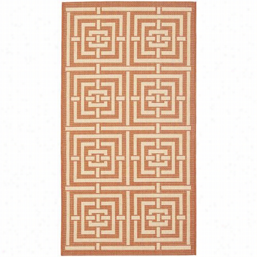 Safavieh Cy6937-21 Courtyard Polypropylene Machine Frenzied E Terracotta/cream Area Rug