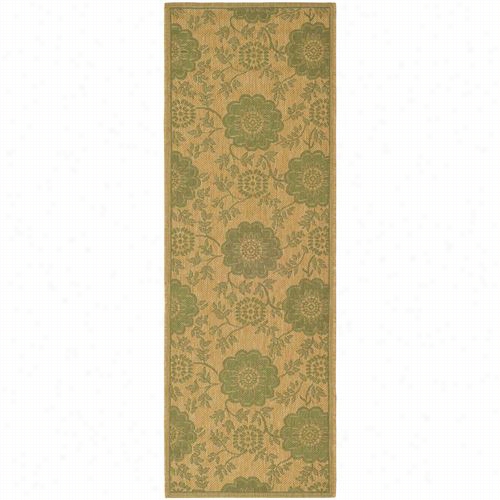 Safavieh Cy6948-34 Courttyard Polypropylene Machine Made Natual/green Area Rug