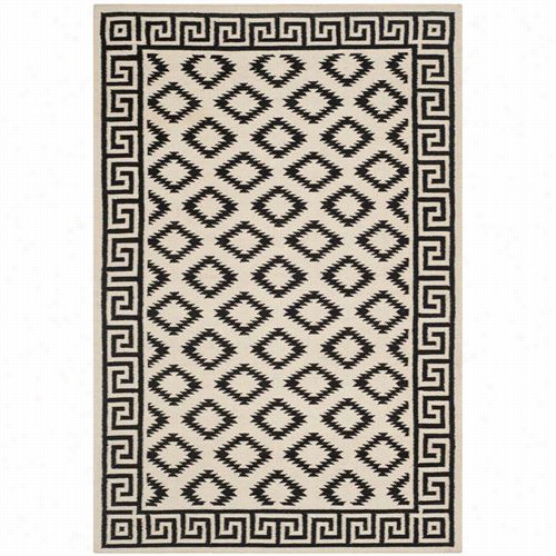 Safavieh Dhu411a Dhurries Woool Flatweave Ivory/blacka  Rea Rug