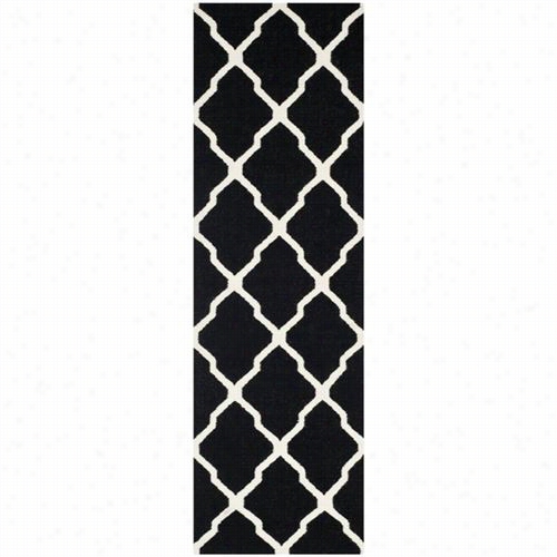 Safavieh Dhu634a Dhurries Wool Flatwave Black/ivory Area Rug