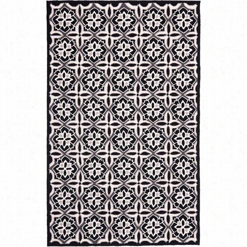 Safaieh Frs448a Four Sasons Polypropylene Hand Hooked Black/ivory Rug