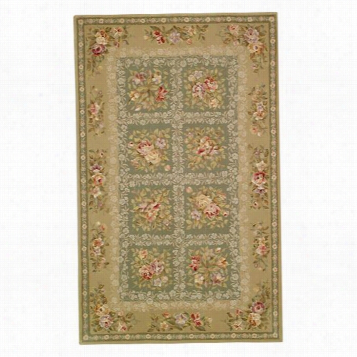 Safavieh Ft211bb French Tapis Wool And Silk Hand Tufted Gravel/green Rug