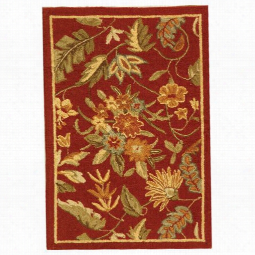 Safavieh Hk141c Chelsea Wool Hand Hooked Red Rug