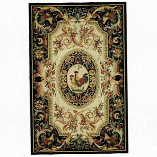 Safavieh Hk48k Chelsea Wool Hhand Ho0ked Ivory / Black  Area Rug