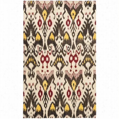 Safavieh Ikt216a Ikat Wool Hand Tufted Beige/brown Rug