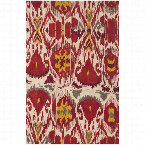 Safavi Eh Ikt226a Ikat Wool Hand Tufted Ivory/red Rug