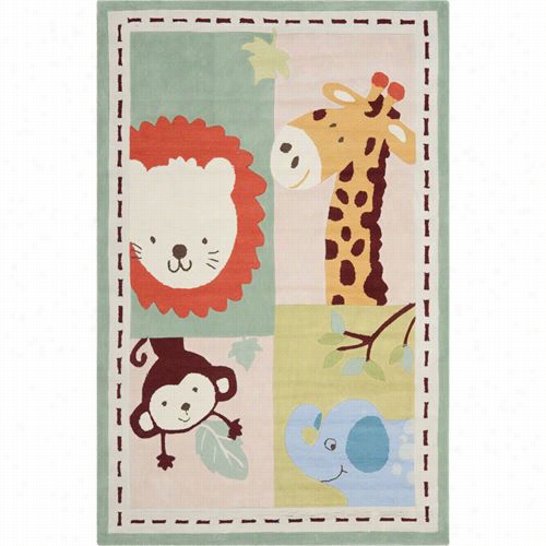 Saffavieh Sfk41a4-6 Kids Wool Hand Tufted Ivory/sage Rug