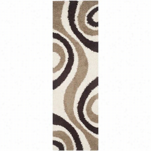 Safavieh S9g15-1225 Shag Polypropylene Pile Power Loomed Iovry/brown Rug