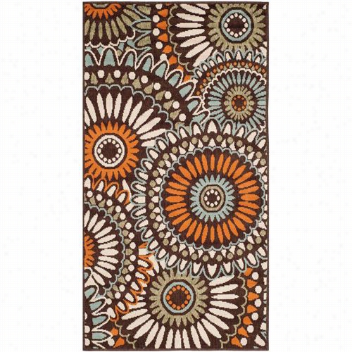 Safavieh Ver091-0725 Veranda Polypropylene Power Loomed Chocollate/terracotta Rug