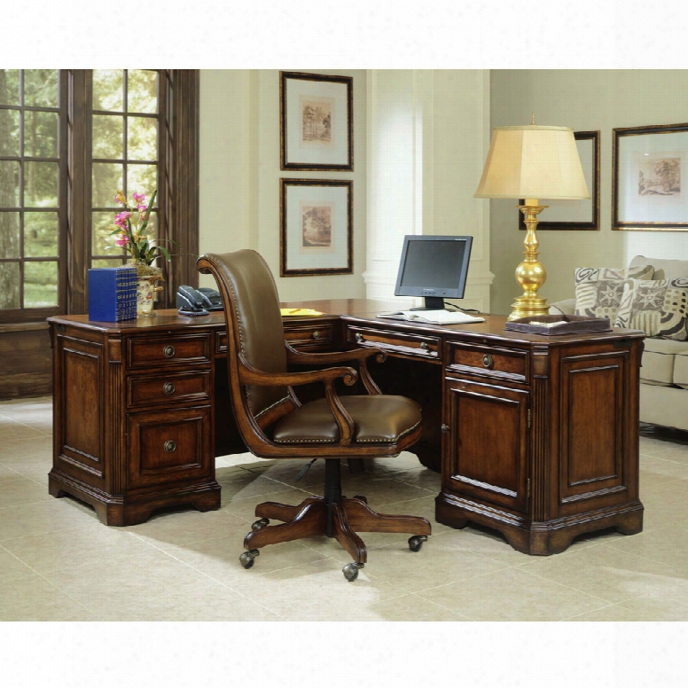 Hooker Bro Okhaven Administration L Pedestal Desk