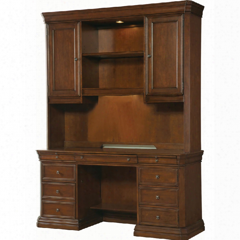 Hooker Cherry Creek Computer Credenza With Hutch