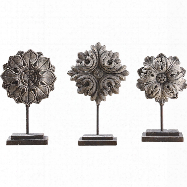 Uttermost Alarik Aged Ivory Florals - Set Of 3