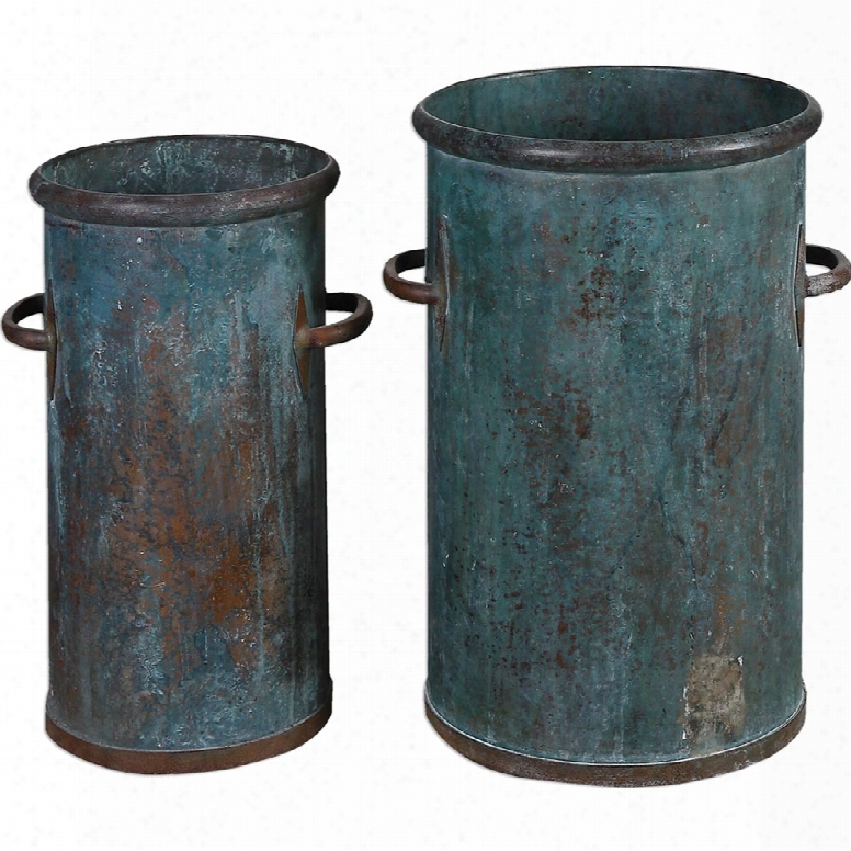 Uttermost Barnum Tarnished Copper Cans - Set Of 2