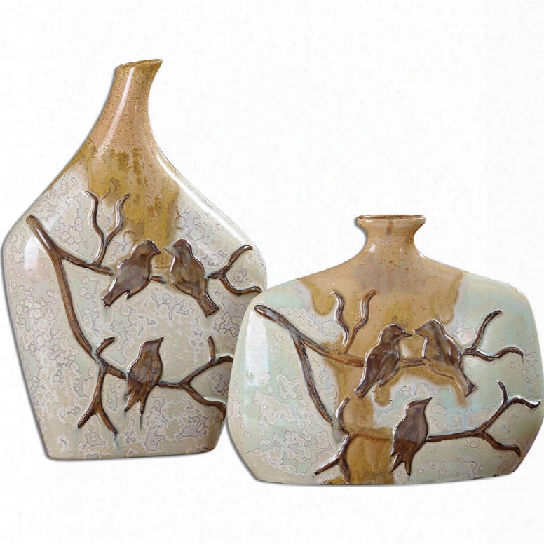 Uttermost Pajaro Ceramic Vases - Set Of 2