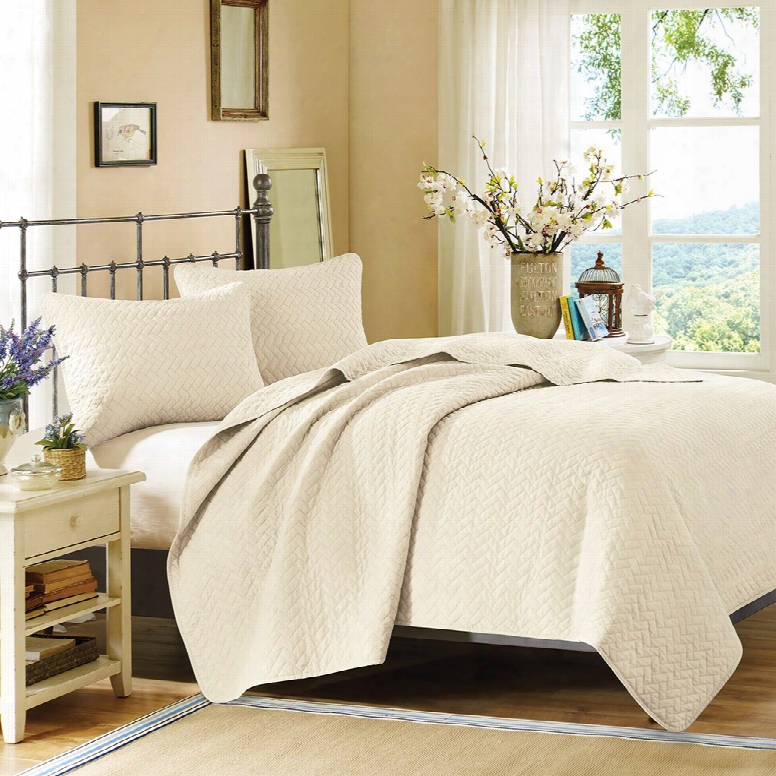 Hampton Hill Velvet Touch Coverlet And Sham Set In Ivory