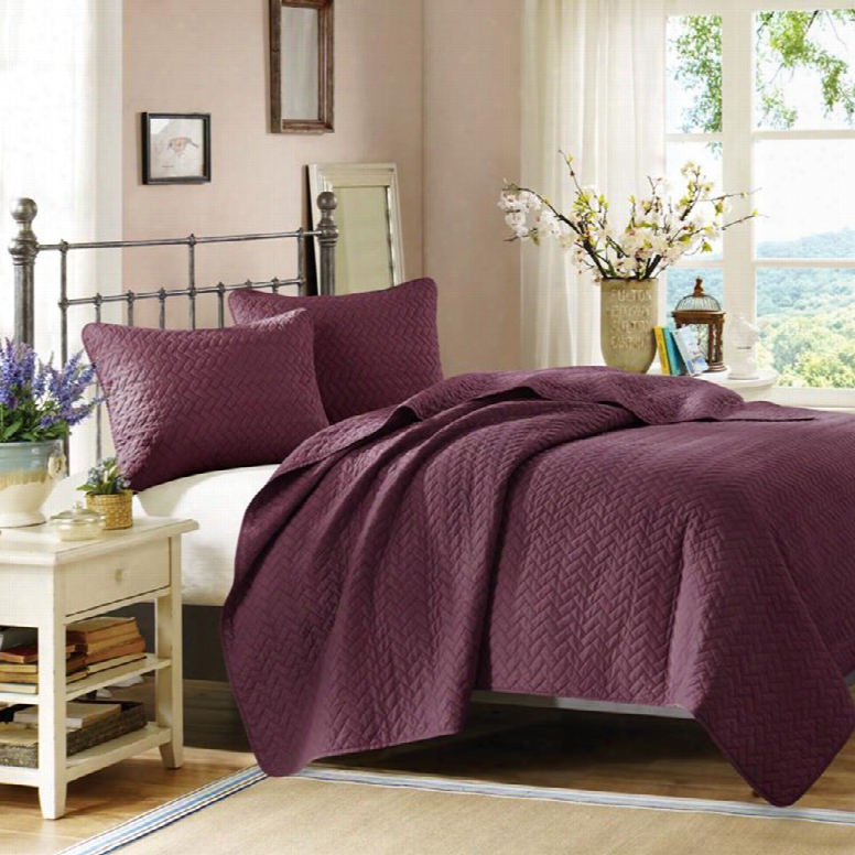 Hampton Hill Velvet Touch Coverlet Set In Mulberry