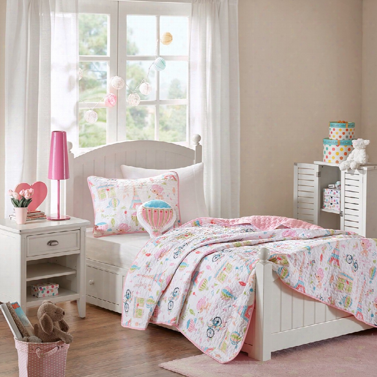 Mi Zone Kids Bonjour Coverlet Set In Pink