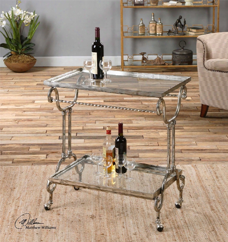 Uttermost Acasia Tea Cart In Silver