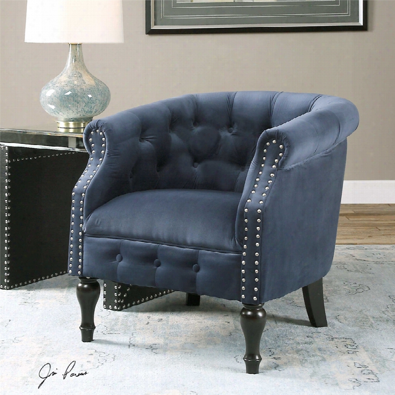 Uttermost Aviana Velvet Arm Chair In Blue