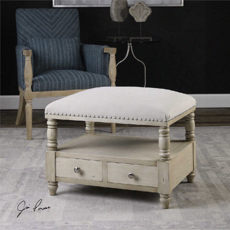 Uttermost Bailor Canvas Bench In White